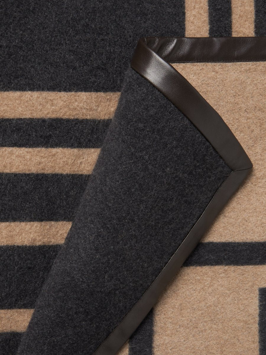 Leather Trim Throw