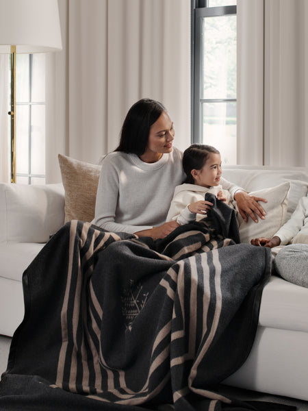 Leather Trim Throw